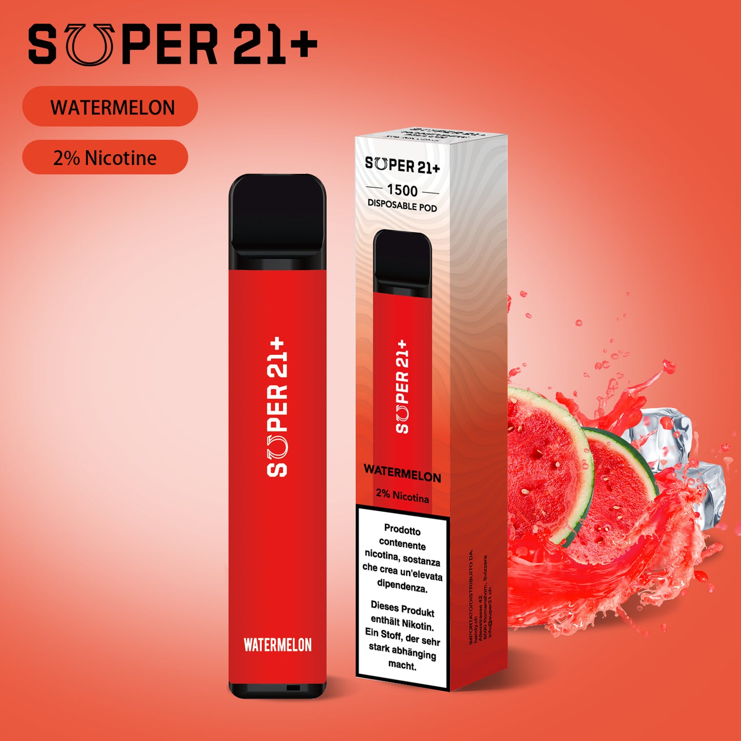 Super 21+ 1500 Watermelon (2% Nic)