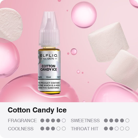 Elfbar Elfliq Cotton Candy Ice 10ml Nikotin Salz Liquid (10mg)