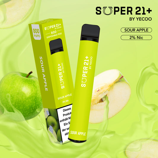 Super21+ 800 Sour Apple (2% Nic)
