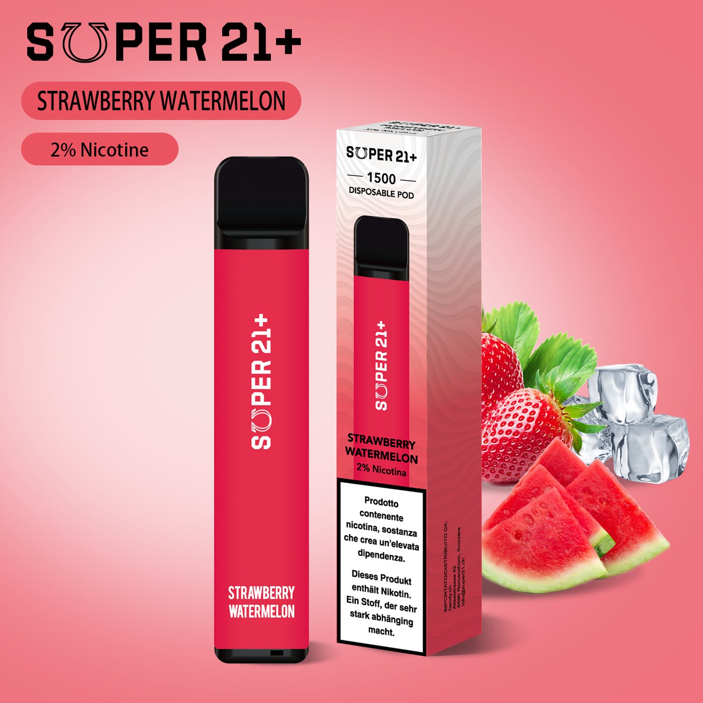 Super 21+ 1500 Strawberry Watermelon (2%)