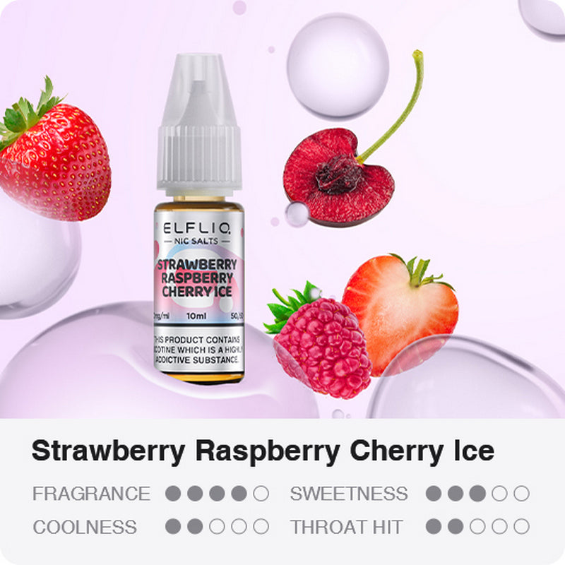 Elf Bar Elfliq Strawberry Raspberry Cherry Ice 10ml Nikotin Salz Liquid (10mg)
