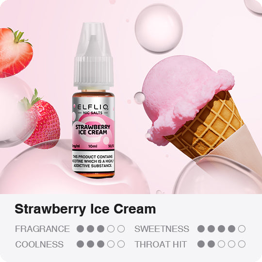 Elf Bar Elfliq Strawberry Ice Cream 10ml Nikotin Salz Liquid (10mg)