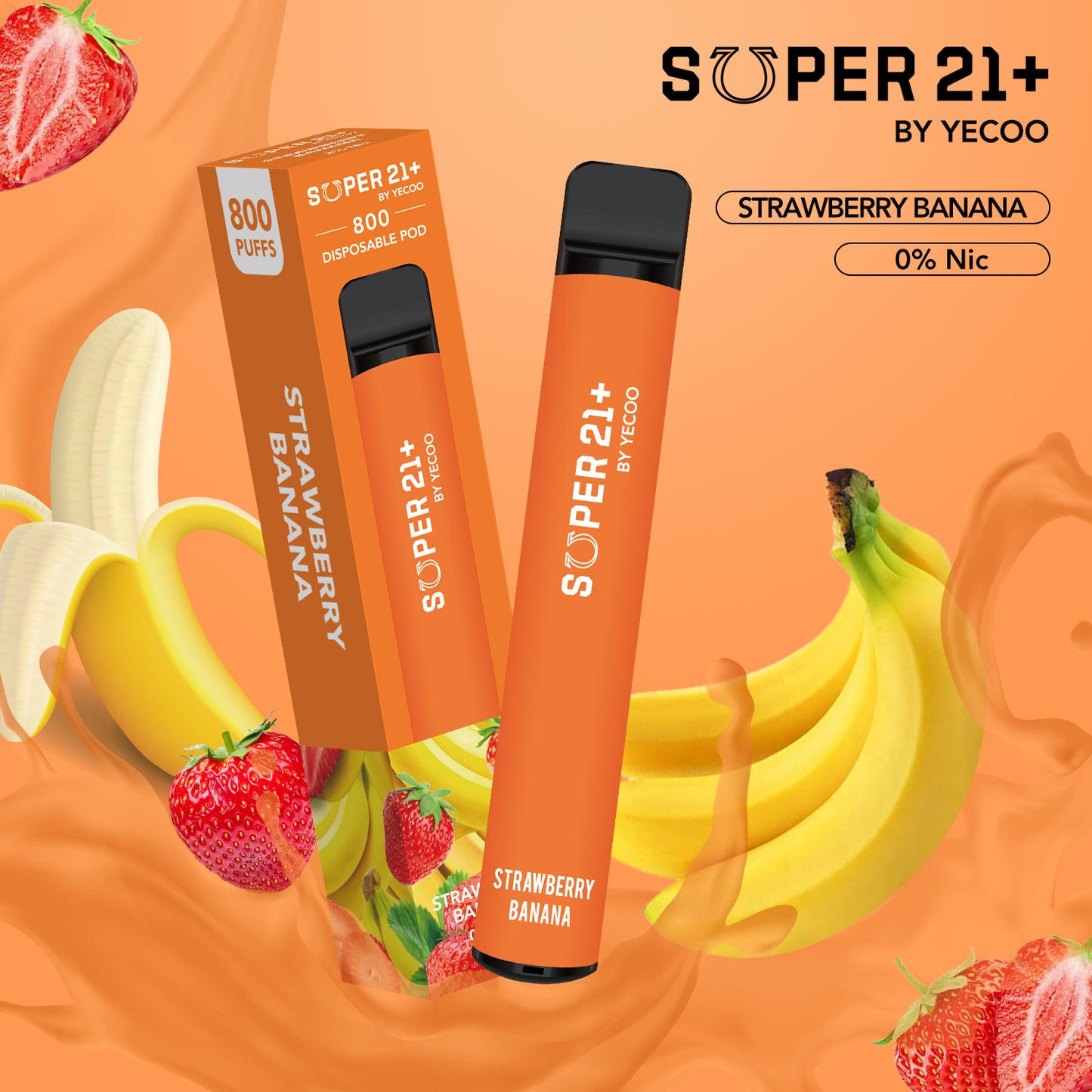 Super21+ 800 Strawberry Banana (Ohne Nikotin)